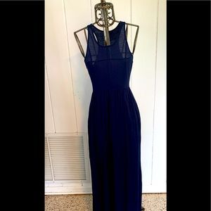 Navy blue racer back maxi dress! With pockets!